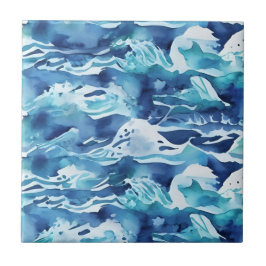 Ozeanwellen | Türkis Wasserfarbe Aqua Blau Fliese