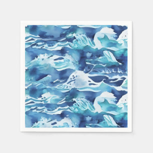 Ozeanwellen Türkis Wasserfarbe Aqua Blau Serviette