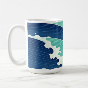 Ozeanwellen Türkisblaue Japanische Art Kaffeetasse