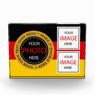 P1: Foto-Block mit deutscher Flagge und Glasrahmen Fotoblock