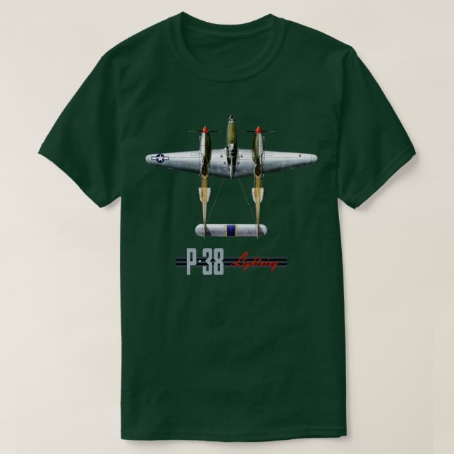 P38 Blitzstrahlflugzeug WW2 1 T-Shirt (Design vorne)