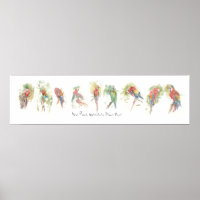 P3, Nine Parrots, Watercolor by Dennis Boyce
