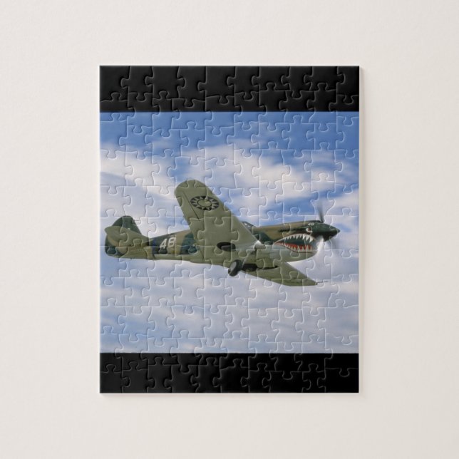 P40 Curtis mit heftigem Gesicht, Flying_WWII Puzzle (Vertikal)