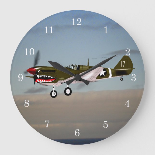 P40 Warhawk 1943 Tuna Große Wanduhr (Vorderseite)