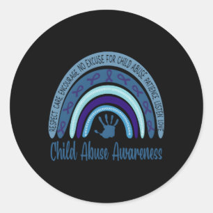 P4Zl Rainbow Blue Ribbon Kindesmissbrauch Bewussts Runder Aufkleber