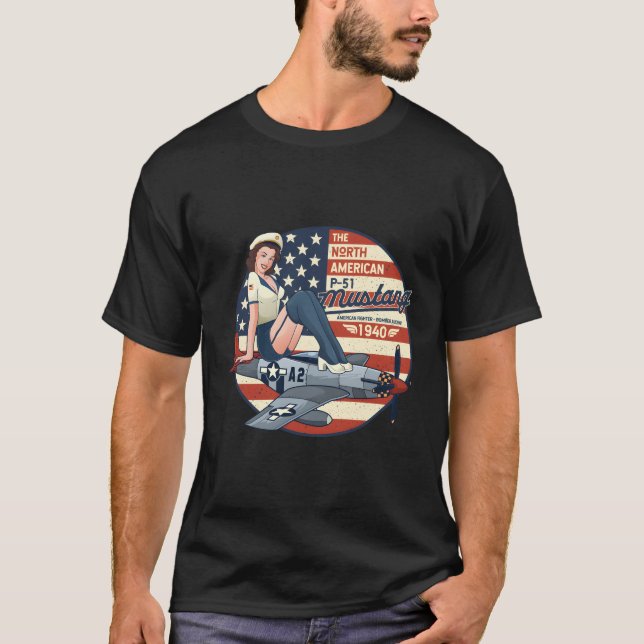 P51 Mustang Flugzeug für Wwii Up T-Shirt (Vorderseite)