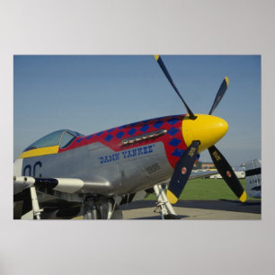 P51 Mustang, Nasenkegel/Propeller mit Nasenkunst Poster