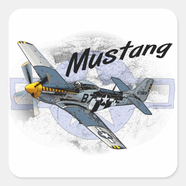 P51 Mustang Quadratischer Aufkleber (Vorderseite)