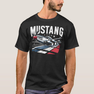 P51 Mustang - Rot, Weiß und Blau T-Shirt