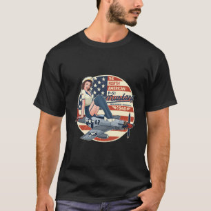 P51 Mustang T-Shirt Flugzeugehemden für Männer WWI