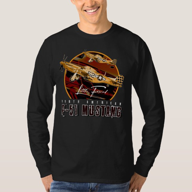 P51 Mustang USAF Kämpfer-Flugzeug T-Shirt (Vorderseite)