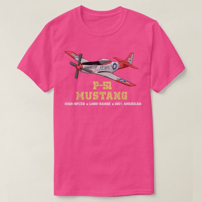 P51 Mustang Weltkrieg II Kampfbomber T T-Shirt (Design vorne)
