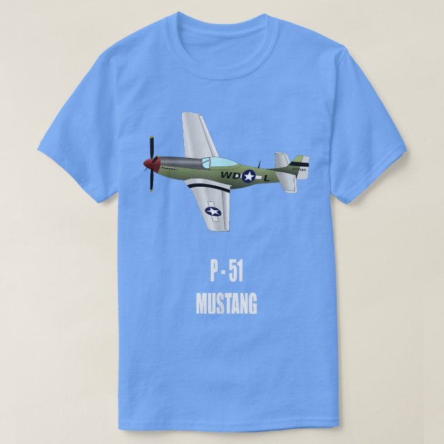 P51 MUSTANG WORLD WAR II MILITARY AIRPLANE SHIRT  (Design vorne)