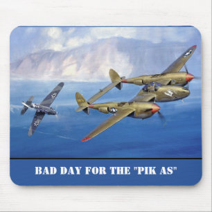 P-38 Aerial Battle with Messerschmitt Mousepad