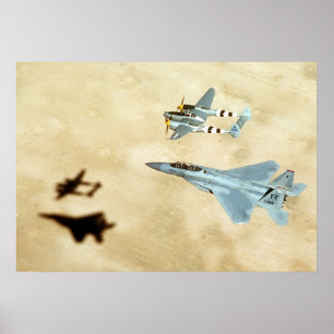 P-38 Blitze und F-15-Adler Poster
