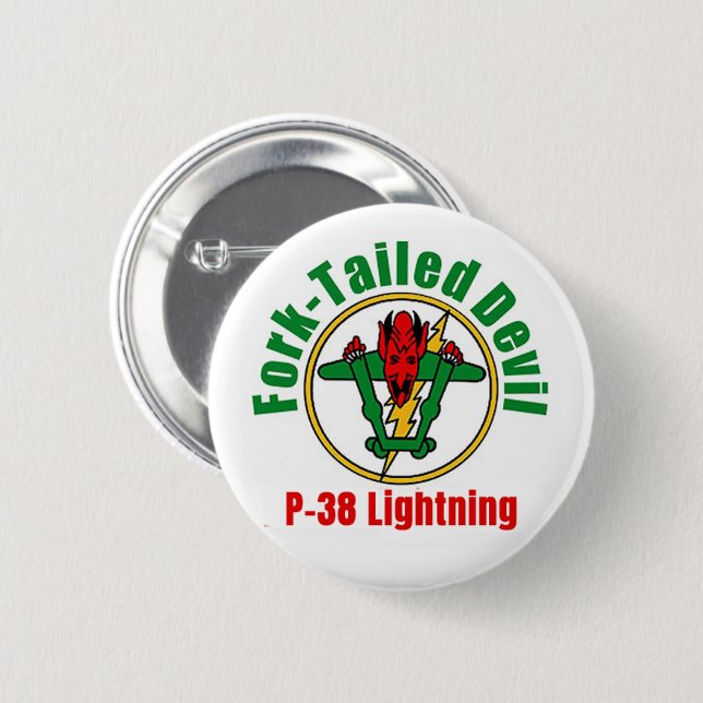 P-38-Blitzengabelblitz-Button Button (Vorne & Hinten)