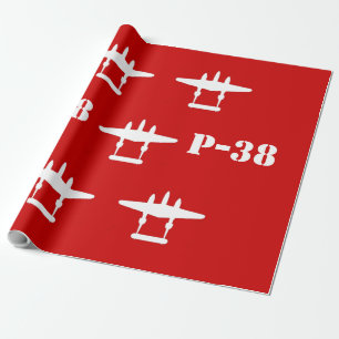 P-38 Blitzrot und weiß Geschenkpapier