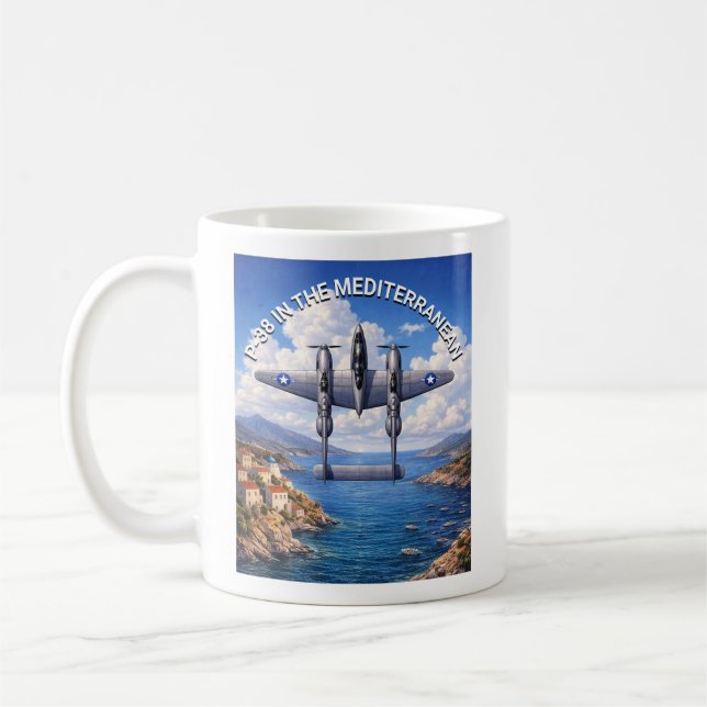 P-38 Lightning im Mittelmeerraum Kaffeetasse (Links)