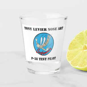 P-38 Testpilot Tony LeVier Noseart Schnapsglas