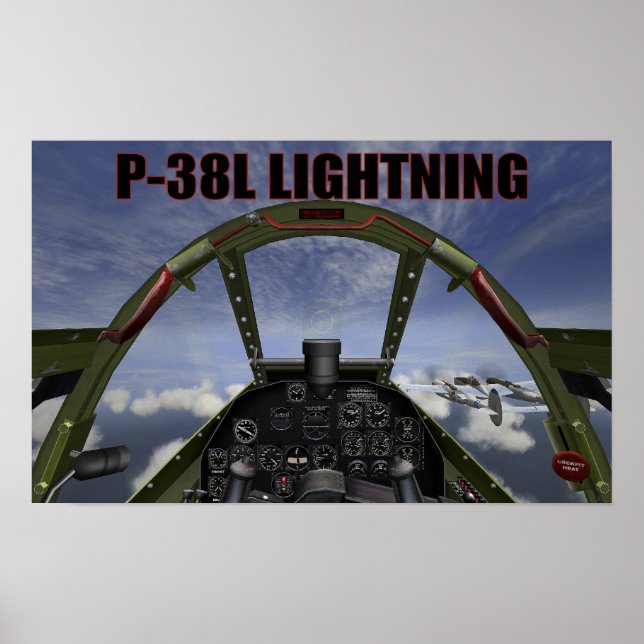 P-38L-LICHTCOCKPIT-ANZEIGE POSTER (Vorne)