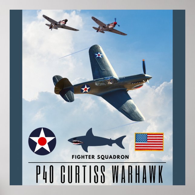 P-40 CURTISS WARHAWK FIGHTER SQUADRON POSTER (Vorne)