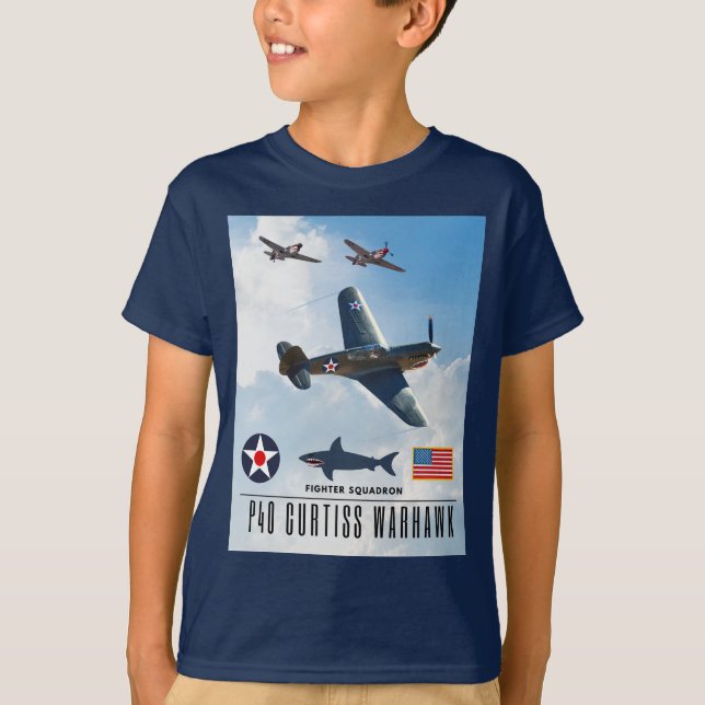 P-40 CURTISS WARHAWK FIGHTER SQUADRON T-Shirt (Vorderseite)