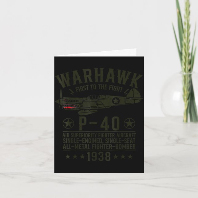 P-40 Warhawk Ww2 Fighter Aircraft First To The Fig Karte (Vorderseite)