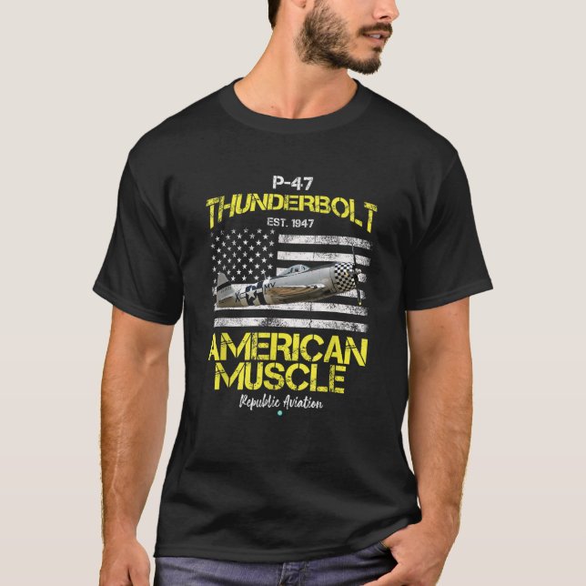 P 47 Thunderbolzen WWII Flugzeug American Muscle G T-Shirt (Vorderseite)