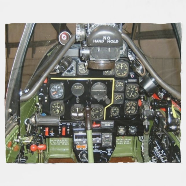 P-51 COCKPIT, TUSKEGEE FLIEGER (ROTE SCHWÄNZE) FLEECEDECKE (Vorderseite (Horizontal))