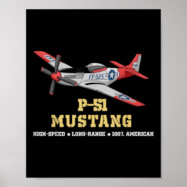 P-51 Mustang Weltkrieg II Kampfbomber Poster (Vorne)