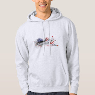 P-51 Mustang WWII Flugzeug mit Flagge Hoodie