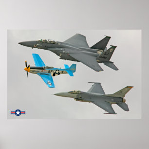 P-51D, F-16C und F-15E Poster