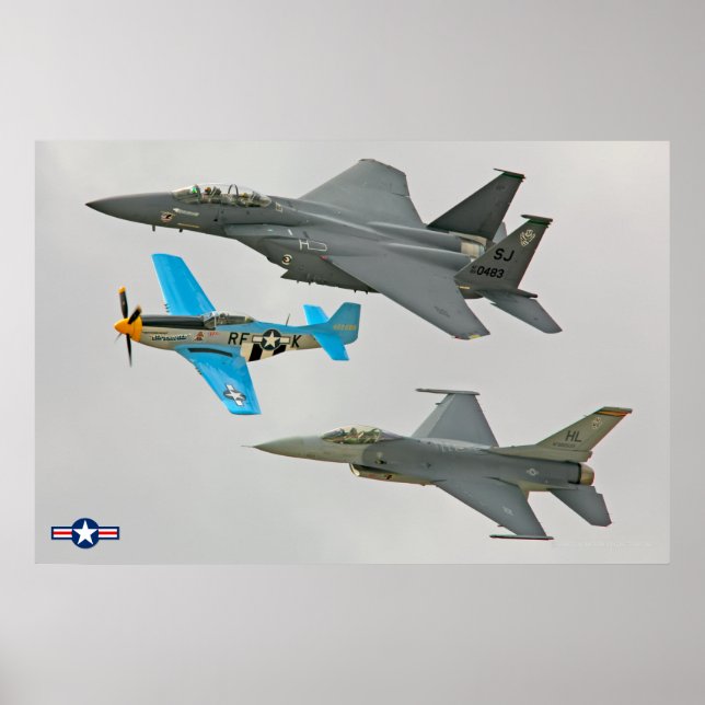 P-51D, F-16C und F-15E Poster (Vorne)