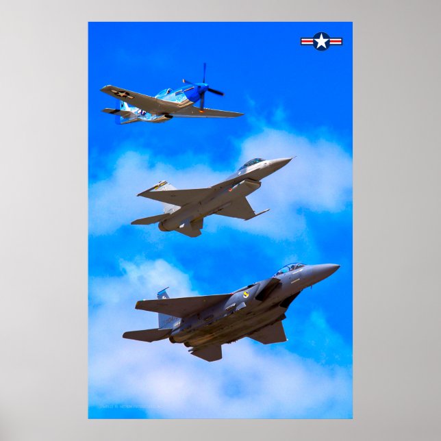 P-51D, F-16C und F-15E Poster (Vorne)