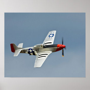 P-51D Mustang Fighter mit D-Day-Markierungen Poster