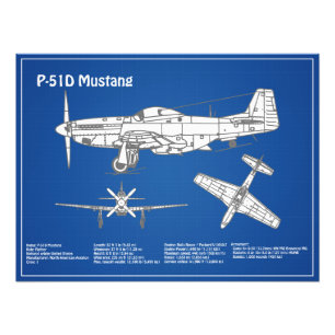 P-51D Mustang - Flugzeug-Blueprint ABD Fotodruck