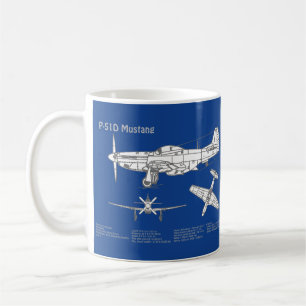 P-51D Mustang - Flugzeug-Blueprint ABD Kaffeetasse