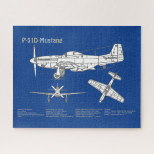 P-51D Mustang - Flugzeug-Blueprint ABD Puzzle