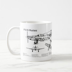P-51D Mustang - Flugzeug-Blueprint BD Kaffeetasse