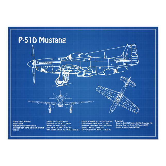 P-51D Mustang - Flugzeugkonzept AD Fotodruck (Vorne)