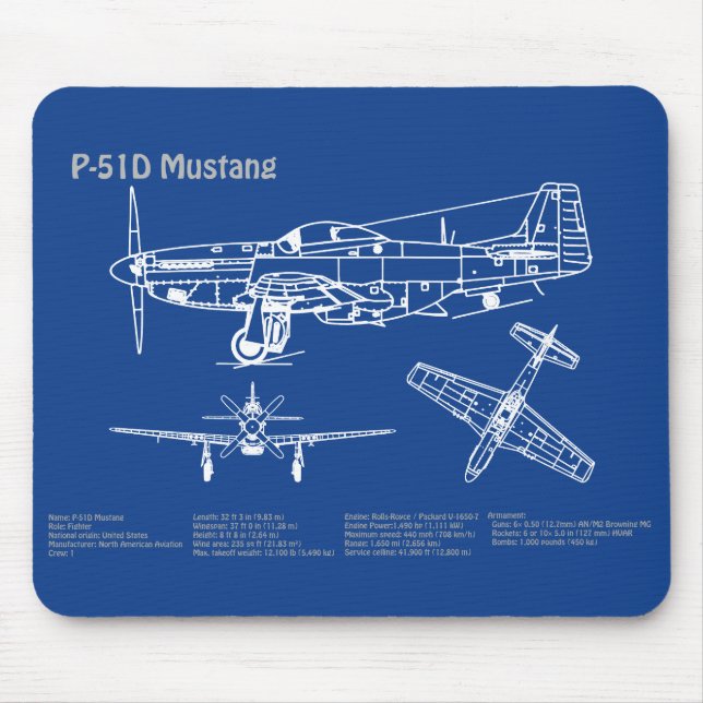 P-51D Mustang - Flugzeugkonzept AD Mousepad (Vorne)
