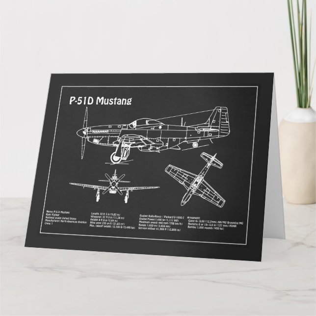 P-51D Mustang - Flugzeugkonzept PD Dankeskarte (Vorderseite)