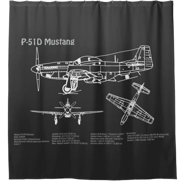 P-51D Mustang - Flugzeugkonzept PD Duschvorhang (Vorderseite)