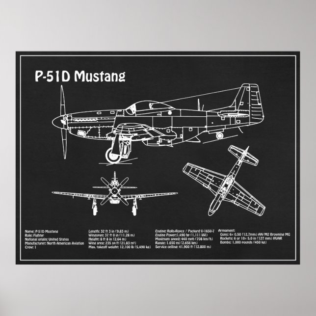 P-51D Mustang - Flugzeugkonzept PD Poster (Vorne)