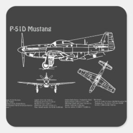 P-51D Mustang - Flugzeugkonzept PD Quadratischer Aufkleber
