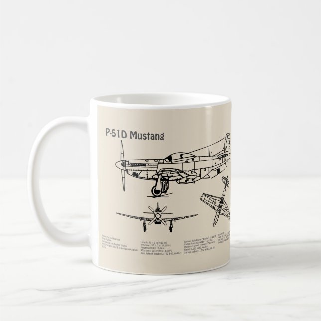 P-51D Mustang - Flugzeugkonzept SD Kaffeetasse (Links)