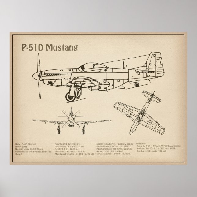P-51D Mustang - Flugzeugkonzept SD Poster (Vorne)