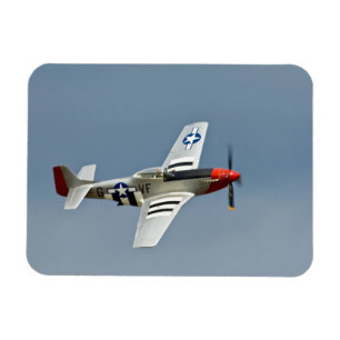 P-51D Mustang-Jäger mit D-Day-Markierungen im Flug Magnet