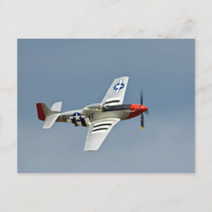 P-51D Mustang-Jäger mit D-Day-Markierungen im Flug Postkarte