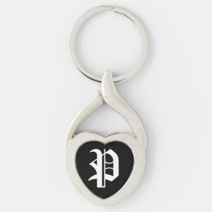 "P" Black Heart Keychain Schlüsselanhänger
